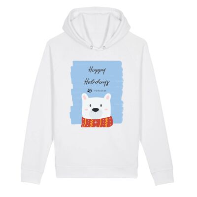 Happy Holiday Hoodie | 85% Bio-Baumwolle, 15% recyceltes Polyester - White