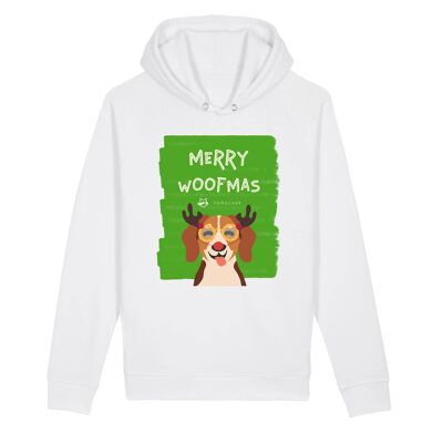 Merry Woofmas Hoodie | 85% Bio-Baumwolle, 15% recyceltes Polyester - White