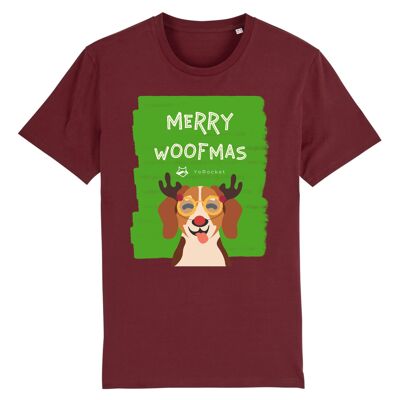 Merry Woofmas T-Shirt | 100% Bio-Baumwolle - Maroon
