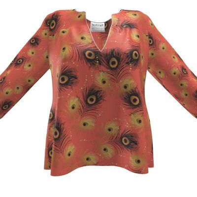 Terracotta peacock pattern Womens Blouse