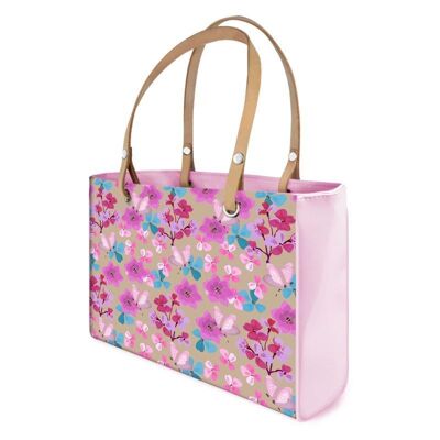 Pink floral pattern Handbag Vinyl