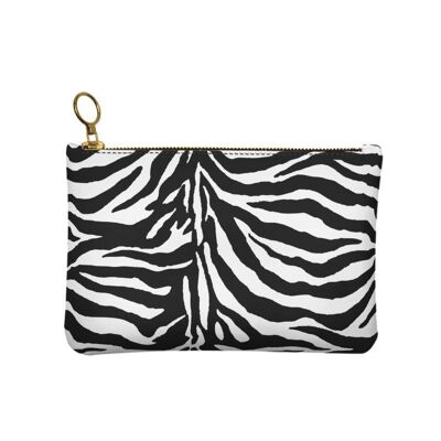Black and white zebra pattern Leather Clutch Bag