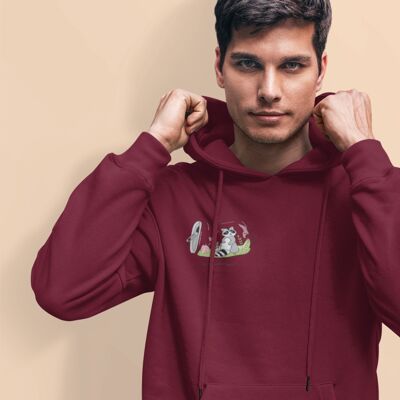 Waschbär in der Dose | 85% Bio-Baumwolle, 15% recyceltes Polyester Hoodie - Maroon