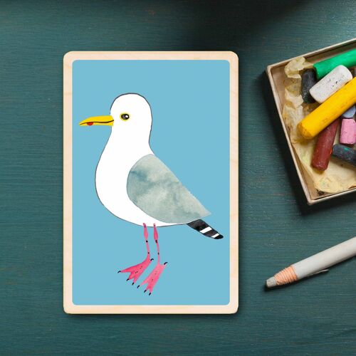 Wooden Postcard SEAGULL Bird Card