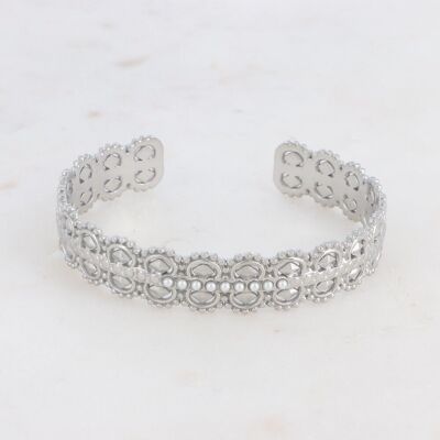 Bracciale rigido Ronie rodiato con perle perlate