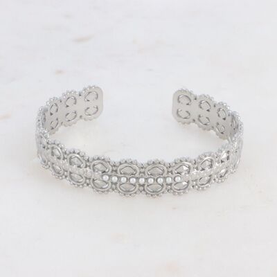 Ronie rhodium bangle with pearly beads