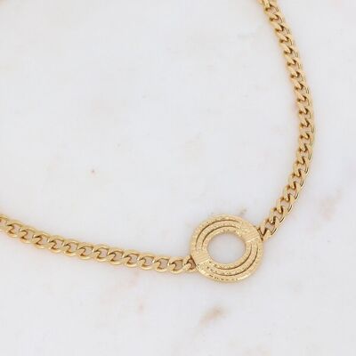 Gold Joyania necklace - textured circle