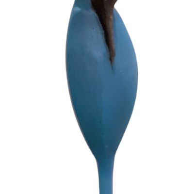 Bronzener Vogel in blauw