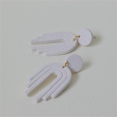 Speckled White  Modern Arch Dangle Earrings