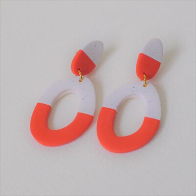 Two Tone Organic Hoop Dangle Earrings (Burnt Orange)