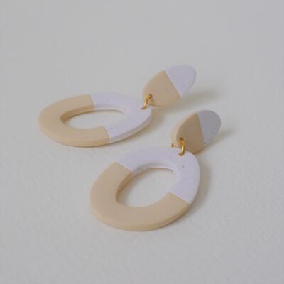 Two Tone Organic Hoop Dangle Earrings (Buttercream)