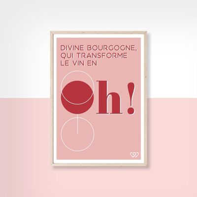 DIVINE BURGUNDY WHO TRANSFORMS WINE INTO OH - 10cm x 15cm - Postcard