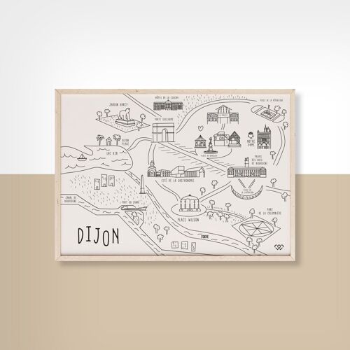 MAPS DIJON  - 30cm x 40cm