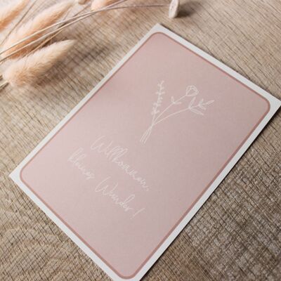 Greeting card birth "Welcome, little miracle" | Baby card for birth | Congratulations baby | Birth card