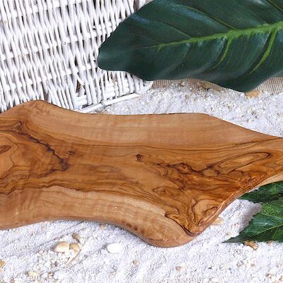 RUSTIC serving board with handle, length: approx. 35 - 39 cm, olive wood