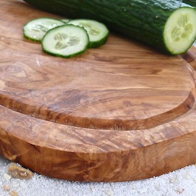 Steak board RUSTIKAL (length: approx. 40 - 44 cm) with juice groove & without handle, olive wood