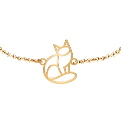 Pulsera Fauna Gato Animal Acabado en Oro o Plata con Cadena o Cordón Negro para Mujer, Hombre o Niño, Resistente y Ajustable Fabricada en Francia