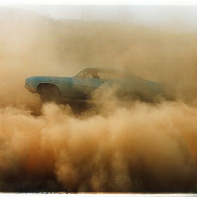 Buick in the Dust I, Hemsby, Norfolk, 2000, Limited edition mounted gloss photographic print, 38x38cm