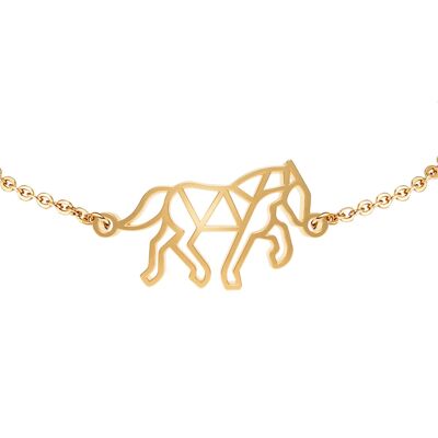Fauna Horse Animal Bracelet Gold or Silver Finish with Black Chain or Cord for Women, Men or Children, Resistant and Adjustable Made in France