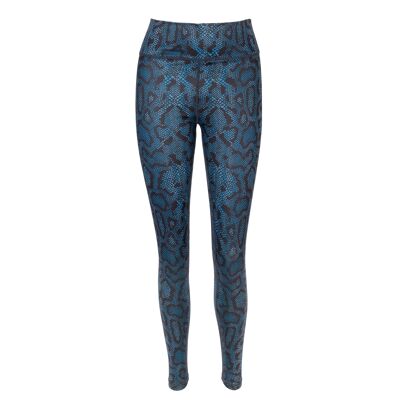 Pantalon de yoga écologique à imprimé serpent bleu Sssssavasana