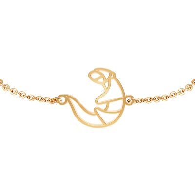 Fauna Otter Animal Bracelet model 2 Gold or Silver Finish with Chain or Black Cord for Women, Men or Children, Resistant and Adjustable Made in France