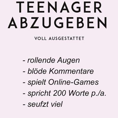 Postkarte "Teenager abzugeben"