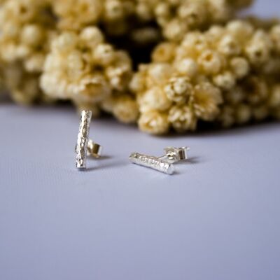 Silver rod earrings