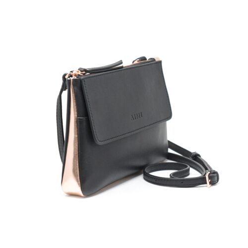 CHIKA | LAVA | Crossbody Handtasche Schwarz | Leder