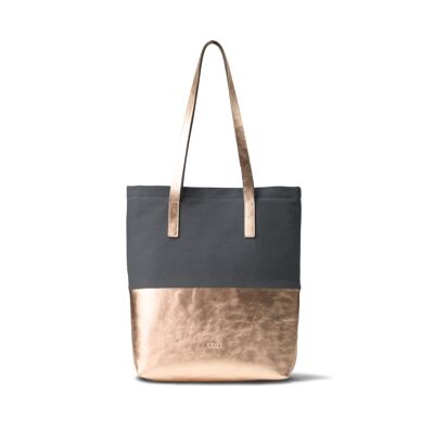 MIKA | DOLPHIN | Tote Bag Gray | Leather, cotton canvas