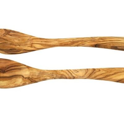 Small salad servers (length: approx. 21 cm), olive wood