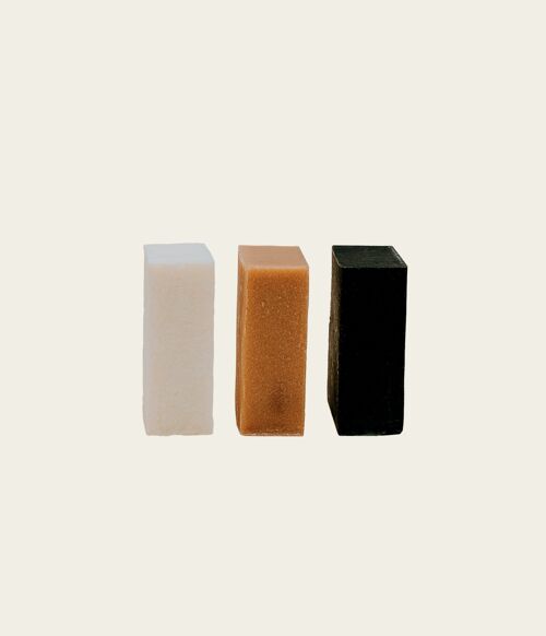 Sustainable soap bar trio - body, face and hair wash soap bars