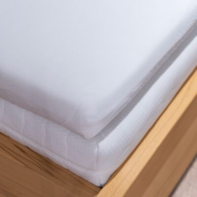 Boomba Basic fitted sheet 100% bamboo for mattress topper white