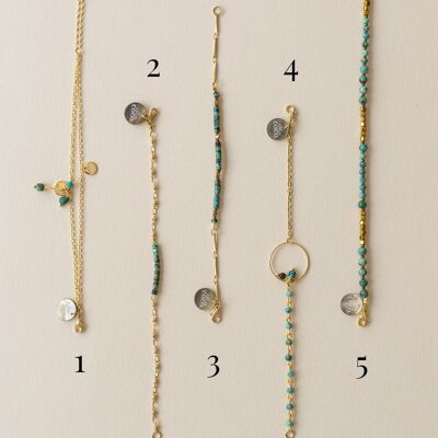 Bracelets turquoises Vivante - 1. Le double chaîne