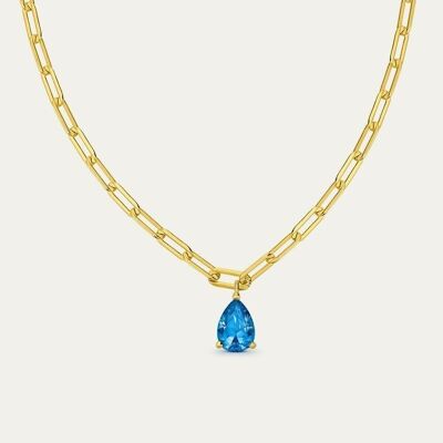 Amanda blue gold necklace - Mint Flower -