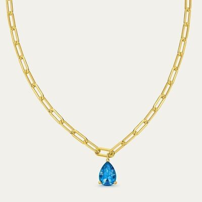 Amanda blue gold necklace - Mint Flower -