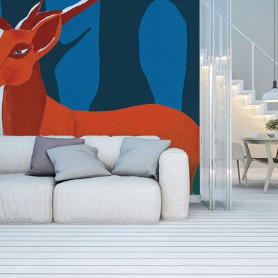 Non-woven wallpaper: moon deer