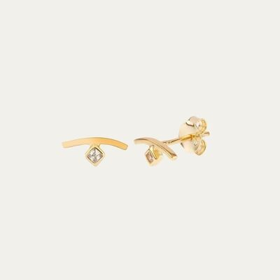 CLAIRE GOLD EARRINGS - Pair - Mint Flower -