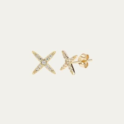 Gemma Gold Earrings - Mint Flower -