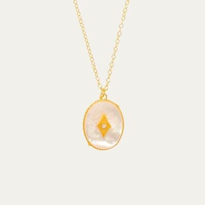 Gold-Chiara-Halskette aus Perlmutt - Minzblume -