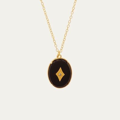 Chiara onyx gold necklace - Mint Flower -