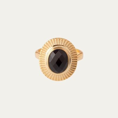 Anello Alba in oro nero - 14 - Fiore di menta -