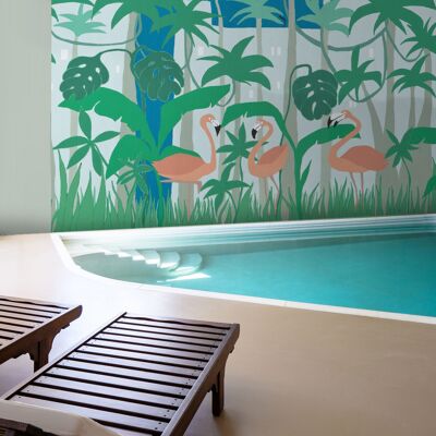 textile wallpaper special wet room: The jungle