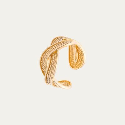 Carlota Gold Adjustable Ring - Mint Flower -