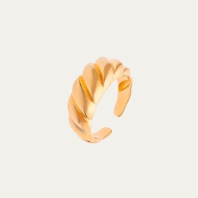 Lucia Gold Verstellbarer Ring - Minze Blume -