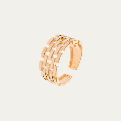 Romina Gold Adjustable Ring - Mint Flower -