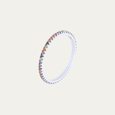 Daniella Silver Ring - 10 Silver Zircons - Mint Flower -