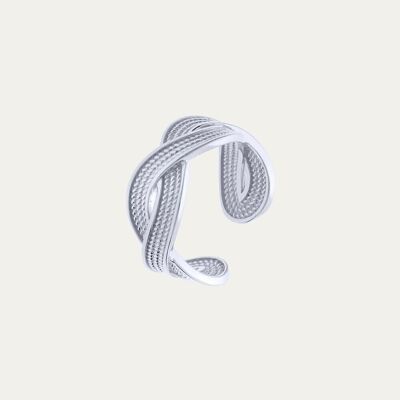 Carlota Silver Adjustable Ring - Mint Flower -