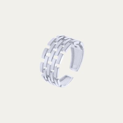 Romina Silver Adjustable Ring - Mint Flower -