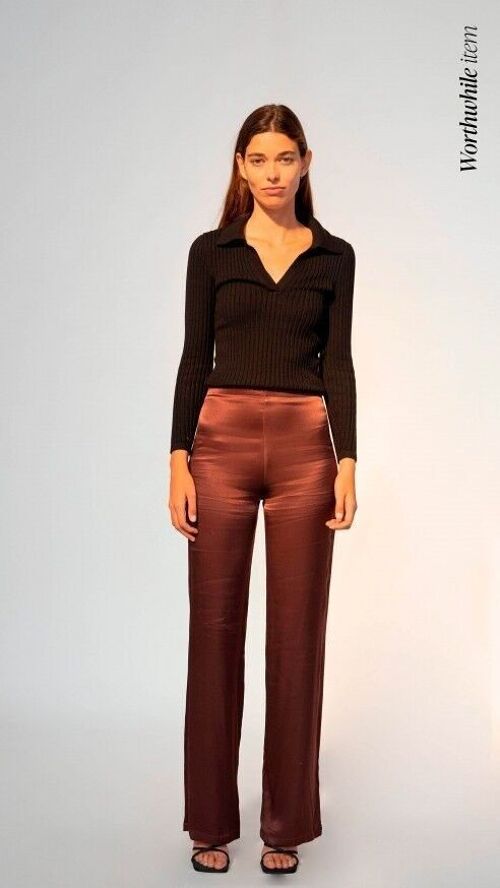 Satin high-waist trousers