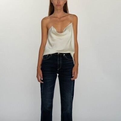 Camisole satin top draped neckline